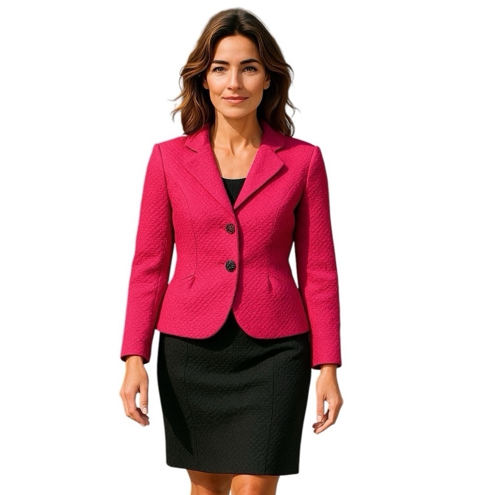 Kay Unger Women’s Pink Jacket & Navy Blue Size 12 Skirt Suit